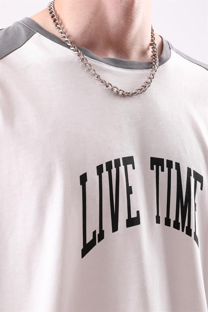Live Time Baskılı Oversize Tshirt