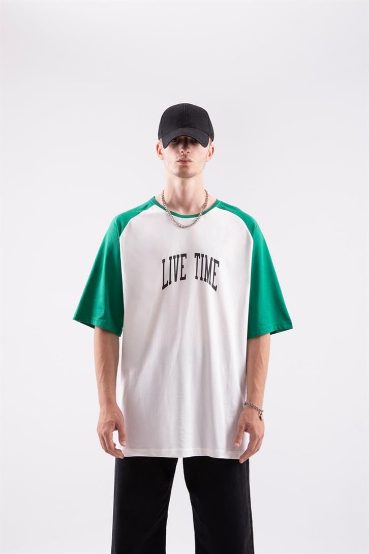 Live Time Baskılı Oversize Tshirt