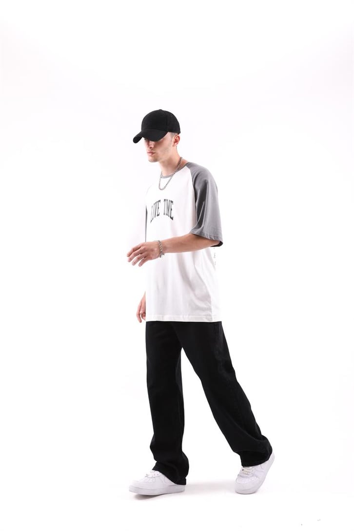 Live Time Baskılı Oversize Tshirt