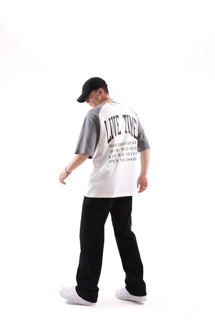 Live Time Baskılı Oversize Tshirt