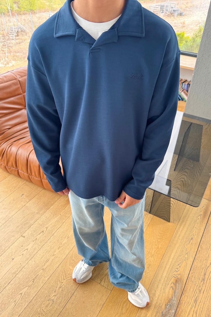 Local Nakışlı Polo Yaka Sweatshirt
