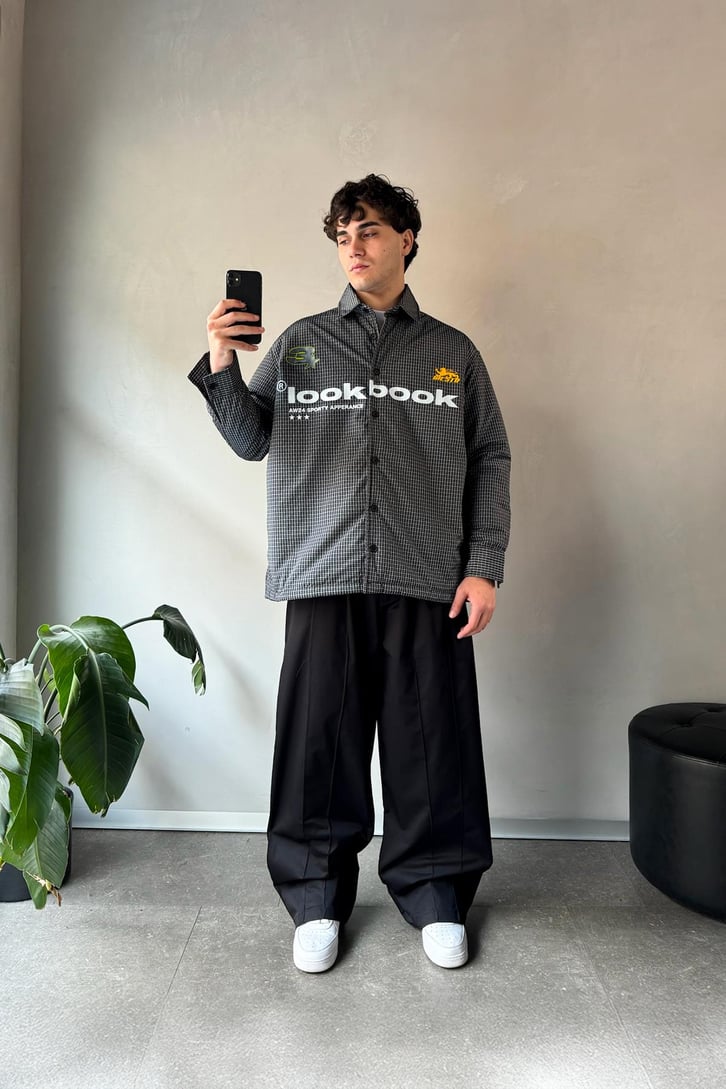 Look Book Baskılı Oversize Şişme Gömlek