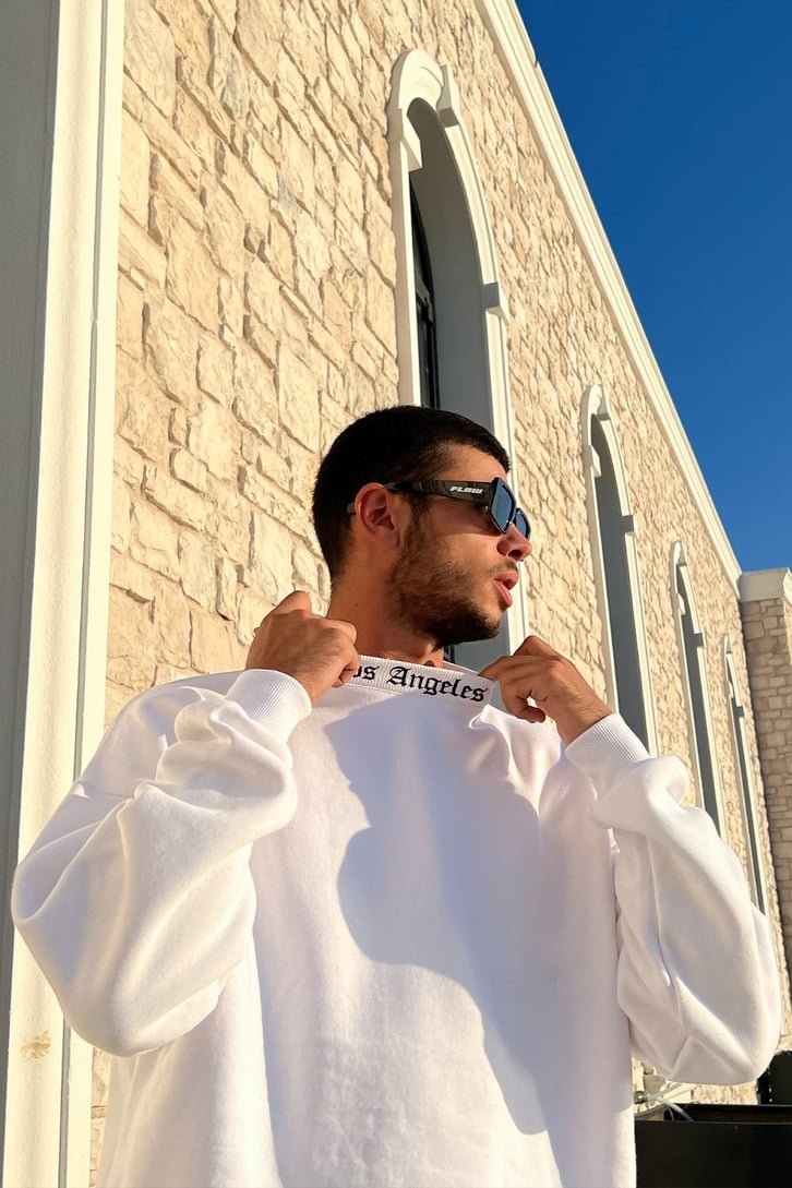 Los Angeles Baskılı BeyazOversize Sweatshirt
