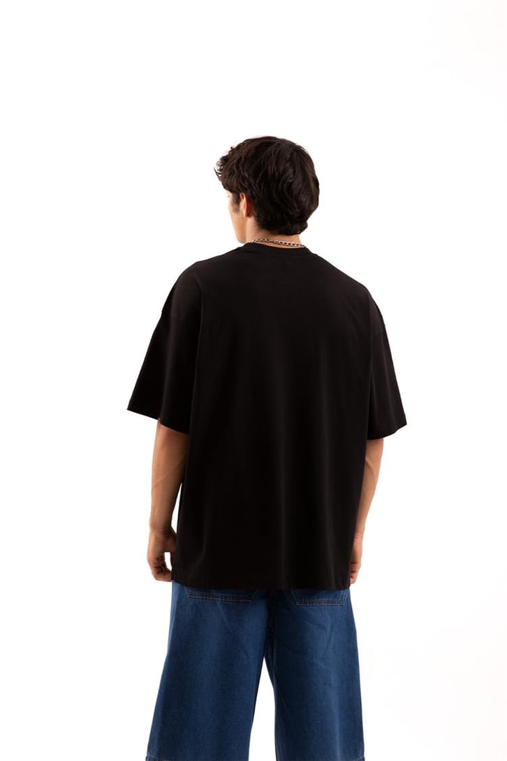 Los Angeles Baskılı Siyah Oversize Tişört