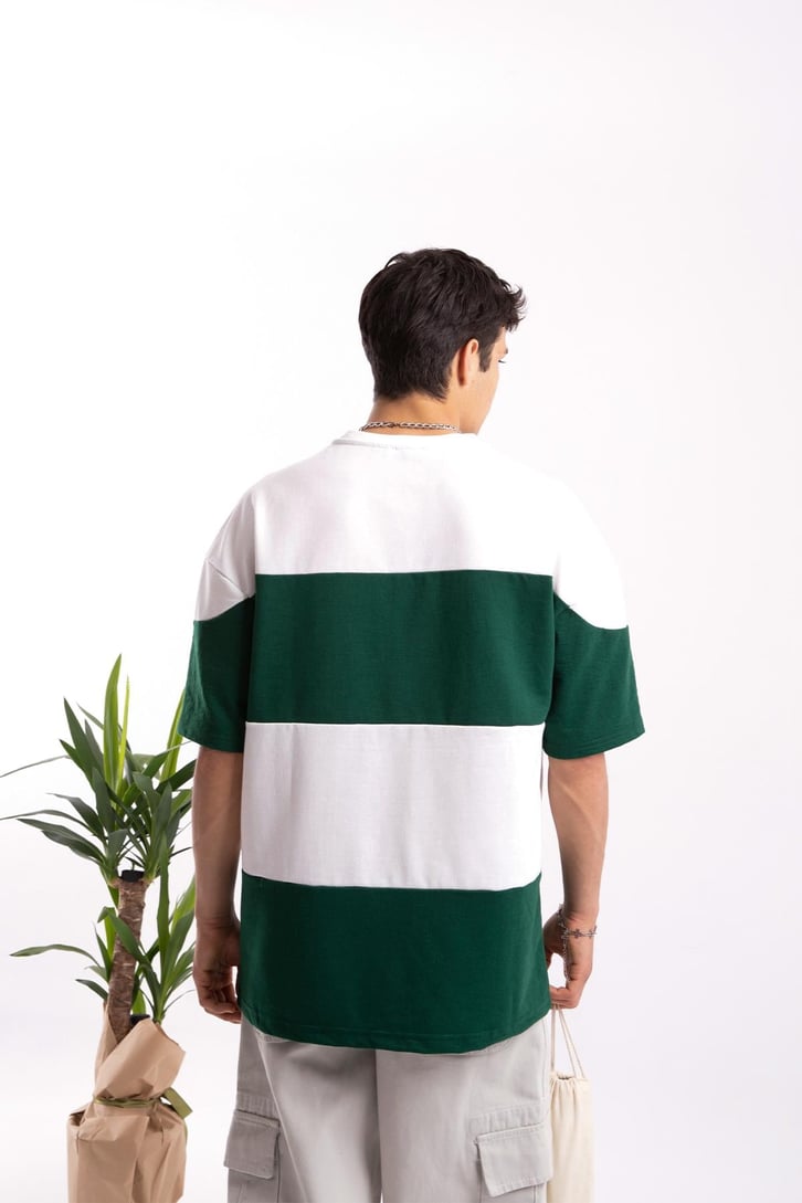 Los Angeles Nakışlı Çizgili Oversize Tshirt