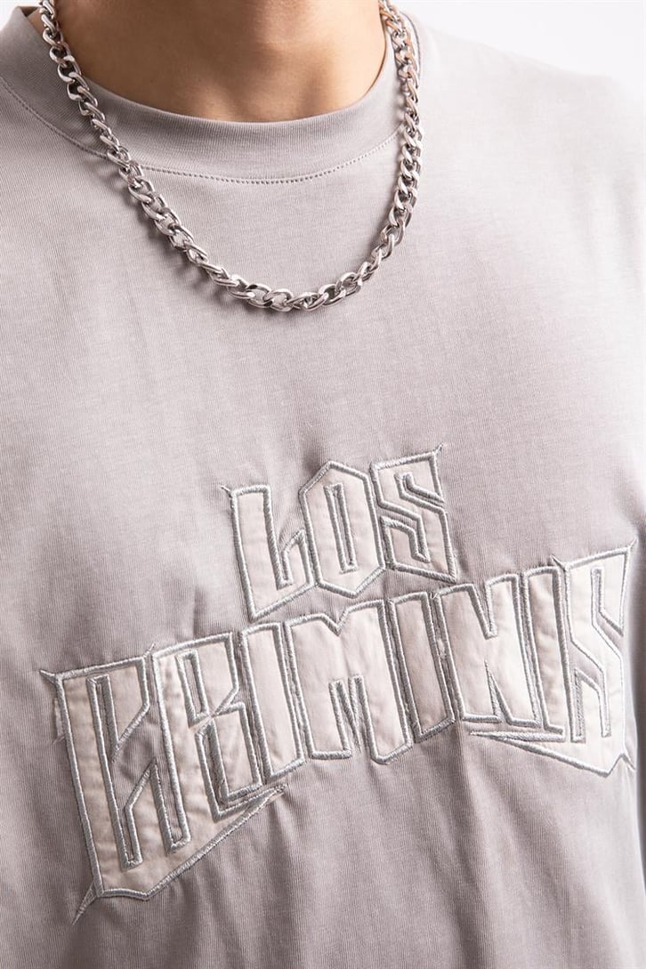 Los Crminis Nakışlı Buz Gri Oversize Tshirt