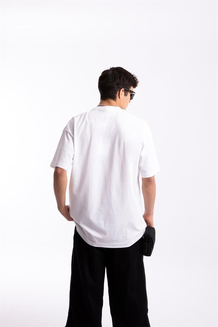 Lost Souls Baskılı Beyaz Oversize Tişört