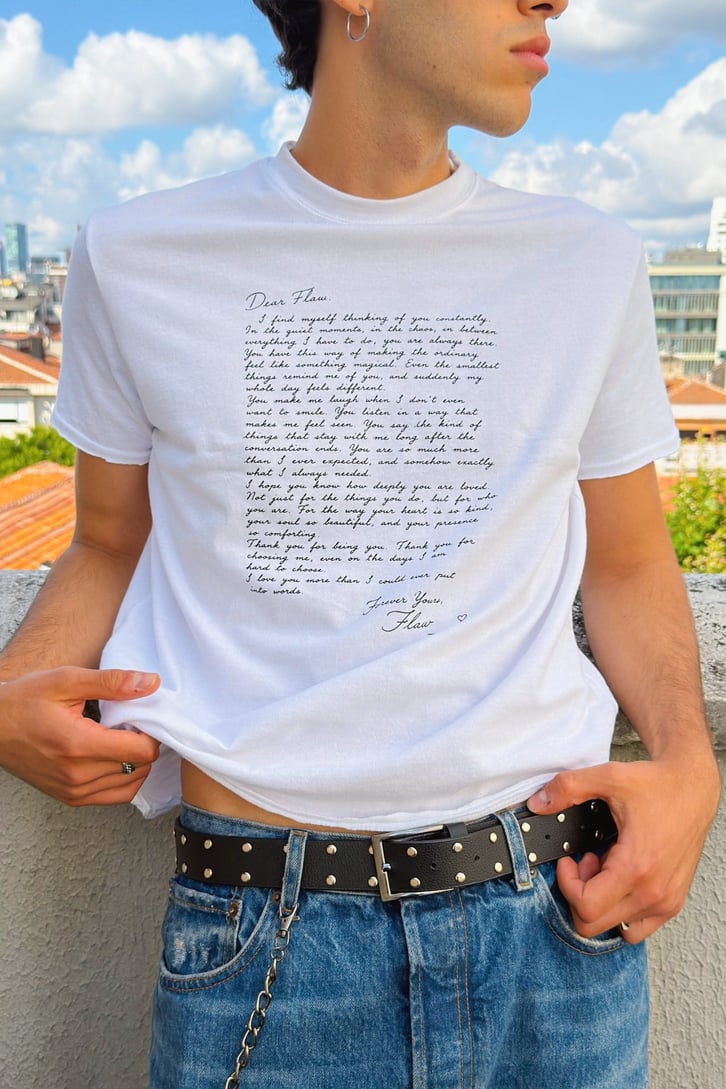 Love Letter Baskılı Boxy Fit Tişört