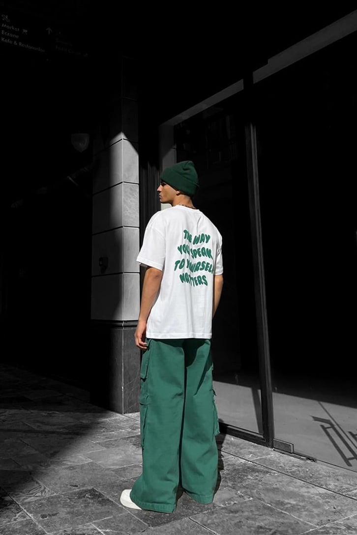 Luxe to Kill Baskılı Beyaz Oversize Tişört