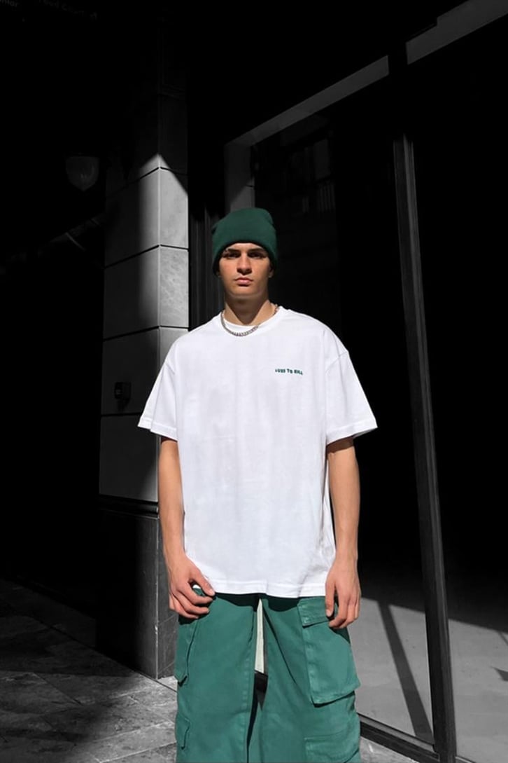 Luxe to Kill Baskılı Beyaz Oversize Tişört