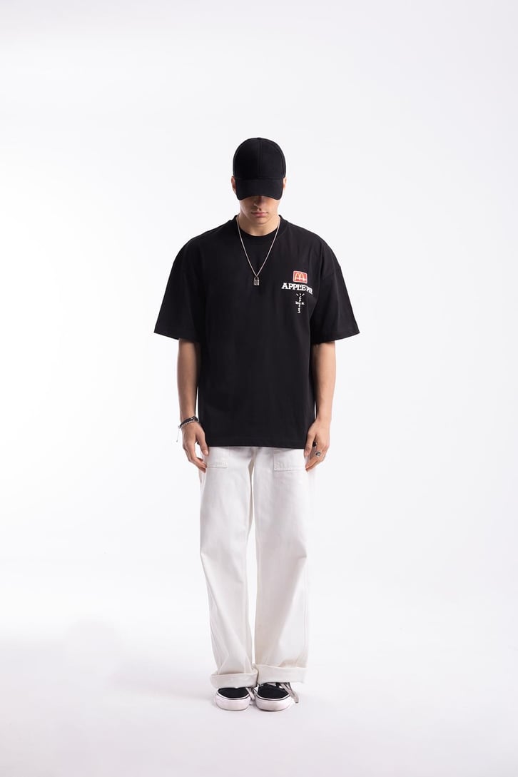 M Apple Baskılı Oversize Tshirt