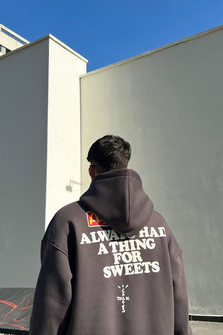 M Apple Pie Baskılı Füme Oversize Sweatshirt
