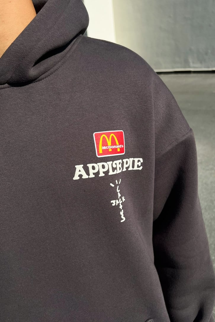 M Apple Pie Baskılı Füme Oversize Sweatshirt