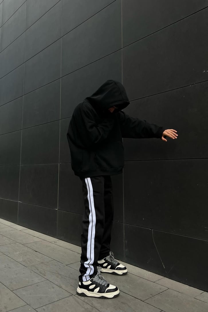 Man Ltd Şeritli Siyah Eşofman Altı