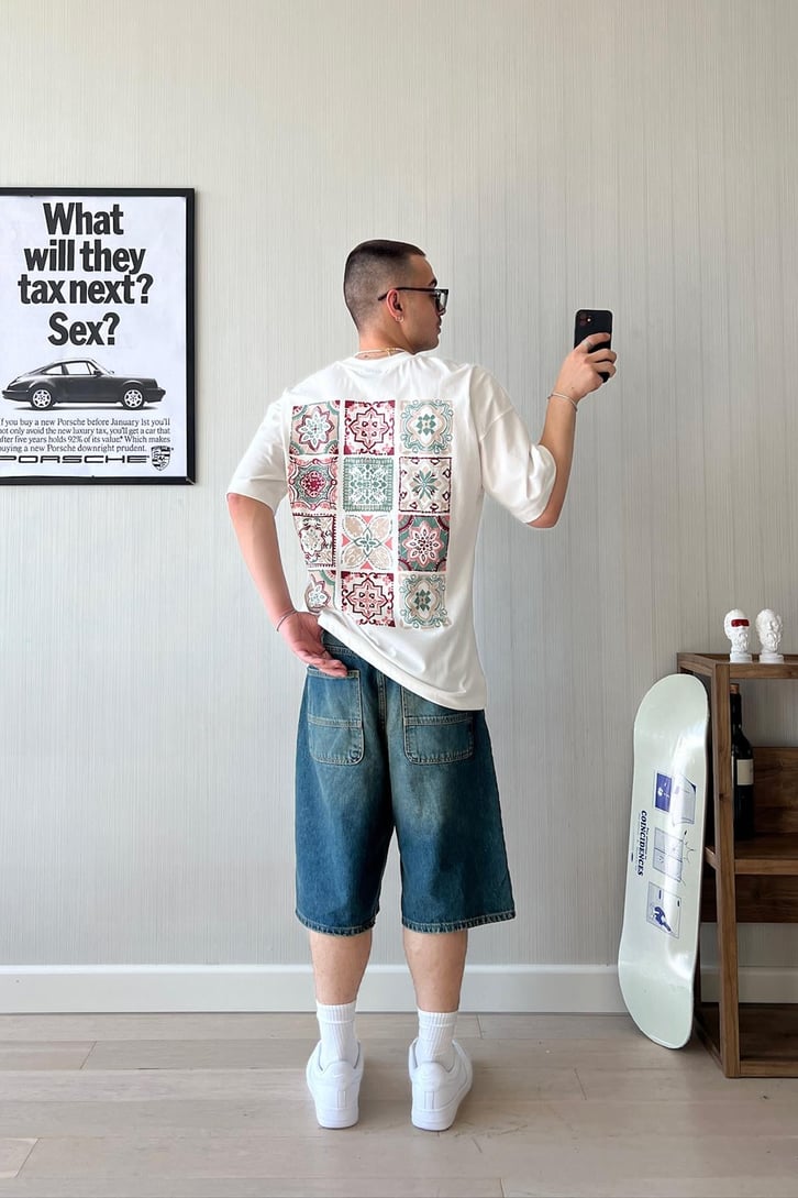 Mandala Vibe Baskılı Oversize Tişört