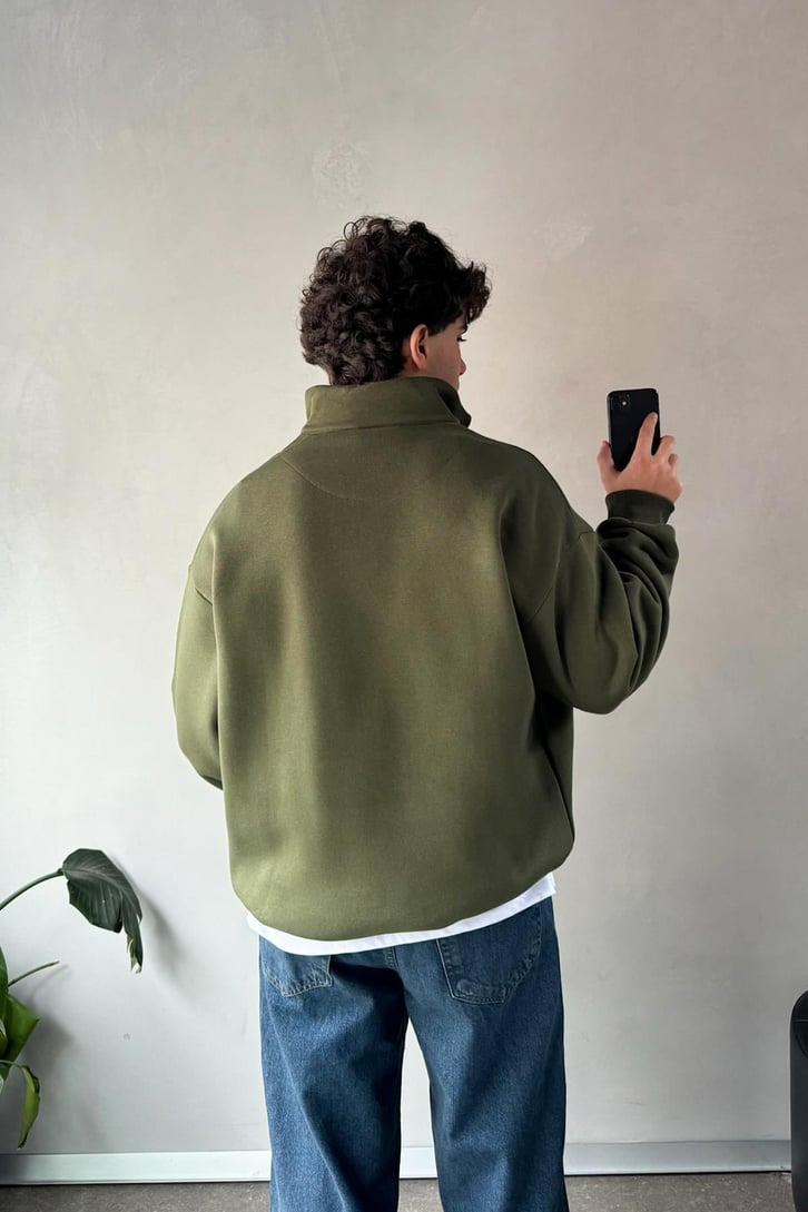 Manhattan New York Nakışlı Polo Yaka Sweatshirt