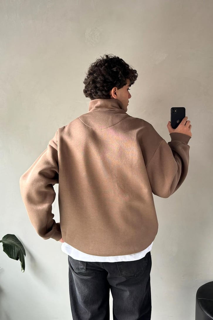 Manhattan New York Nakışlı Polo Yaka Sweatshirt