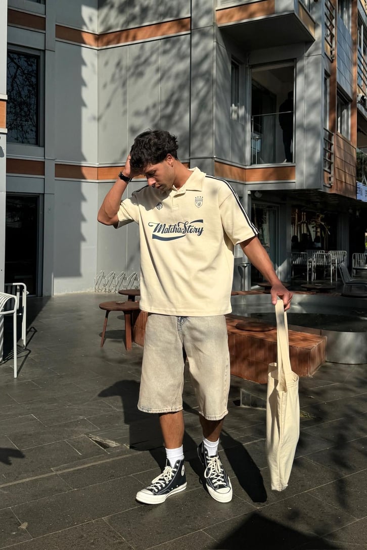 Matcha Story Baskılı Oversize Tişört