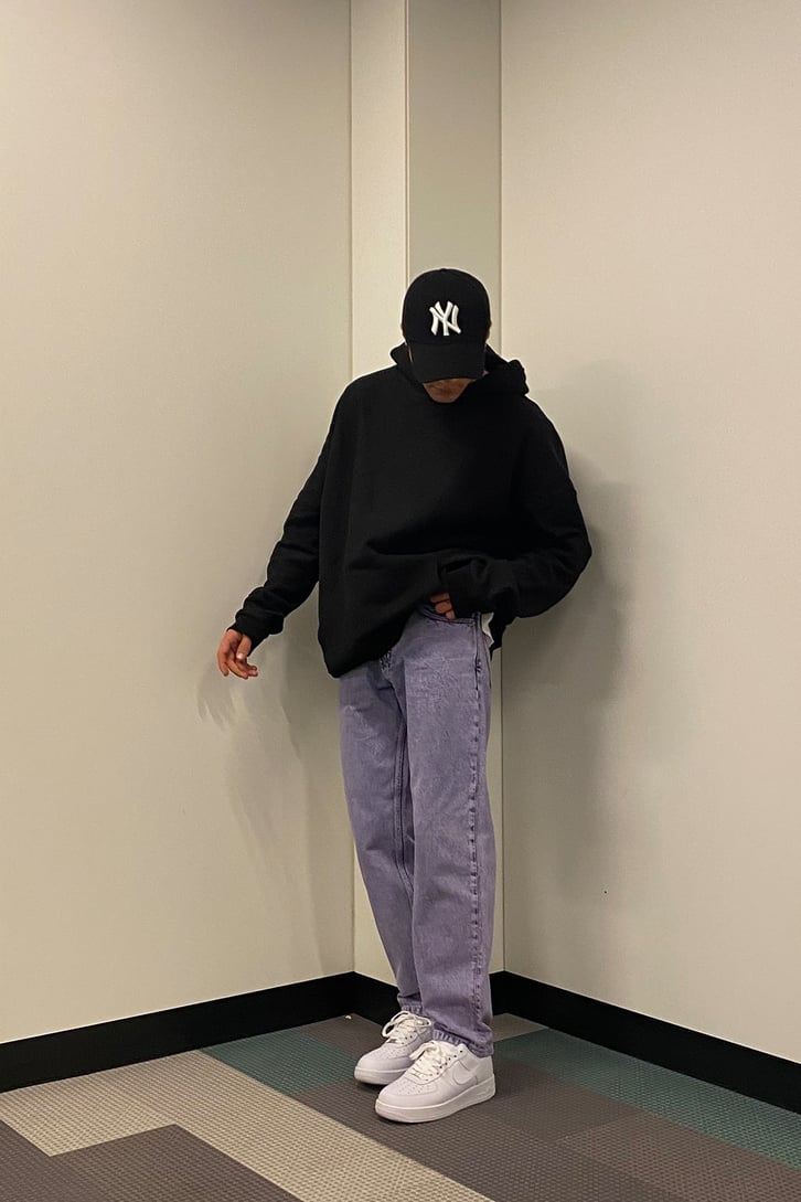 MAVİ MOR TAŞLAMALI URBAN STYLE LOSSE FIT JEAN