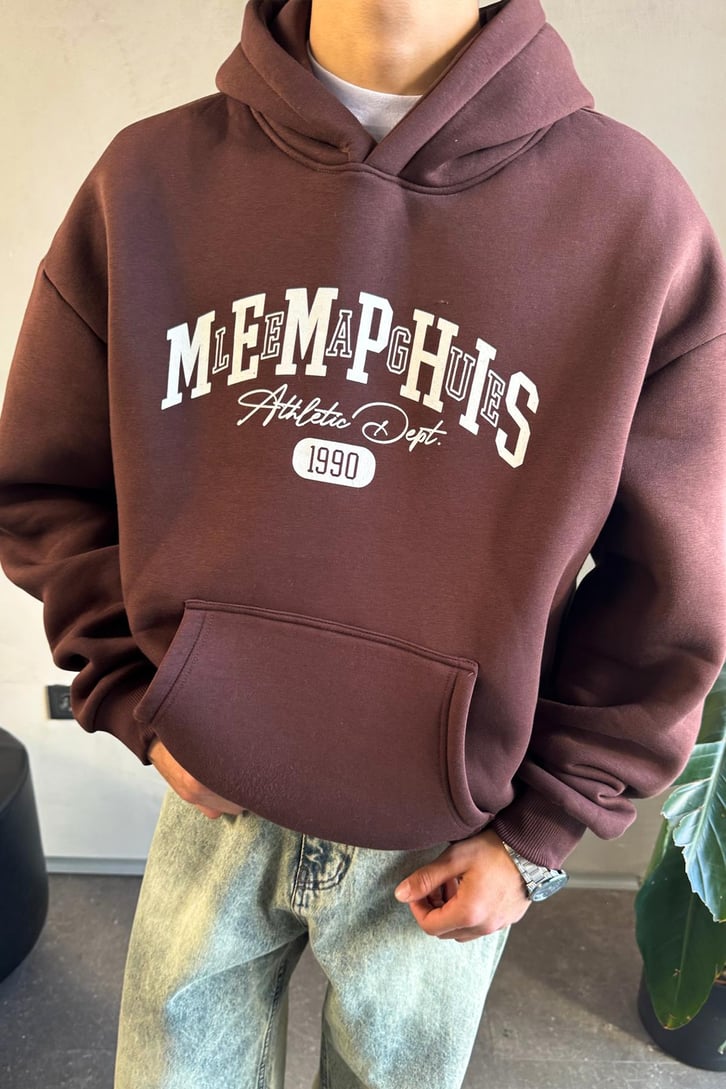 Memphis Baskılı Oversize Hoodie