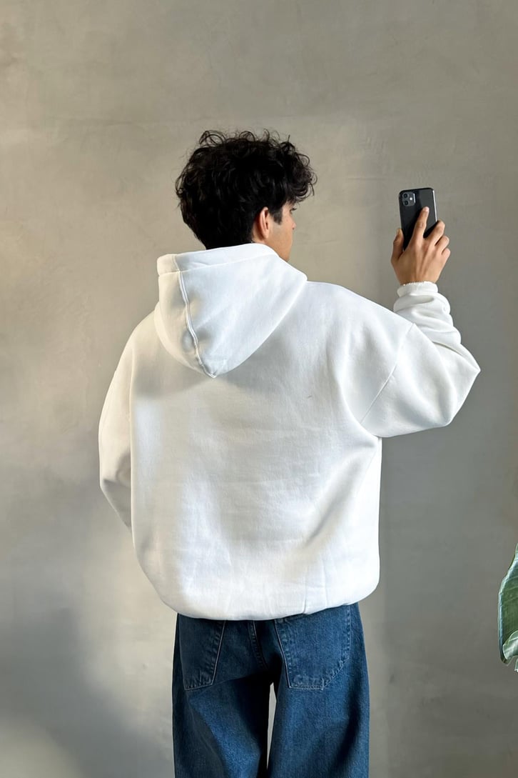Memphis Baskılı Oversize Hoodie