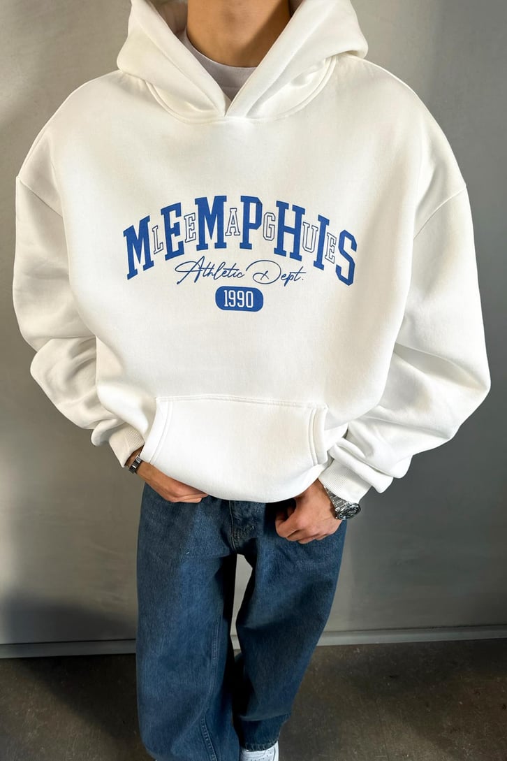 Memphis Baskılı Oversize Hoodie