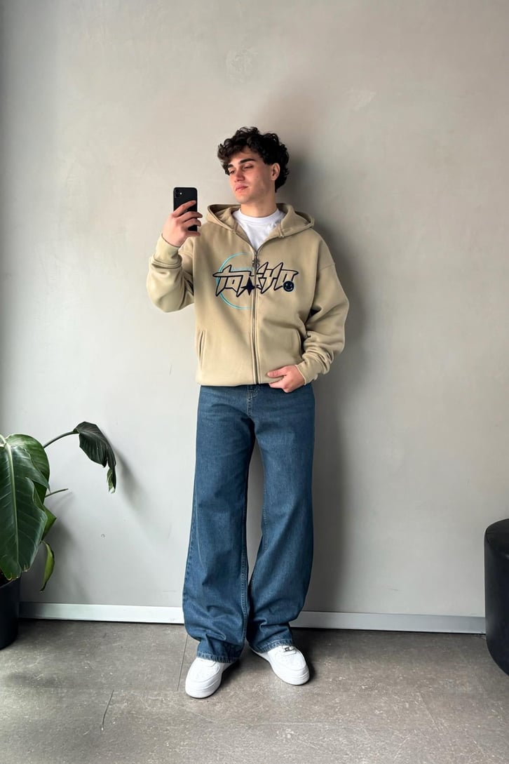 Metropolis Nakışlı Zip Hoodie