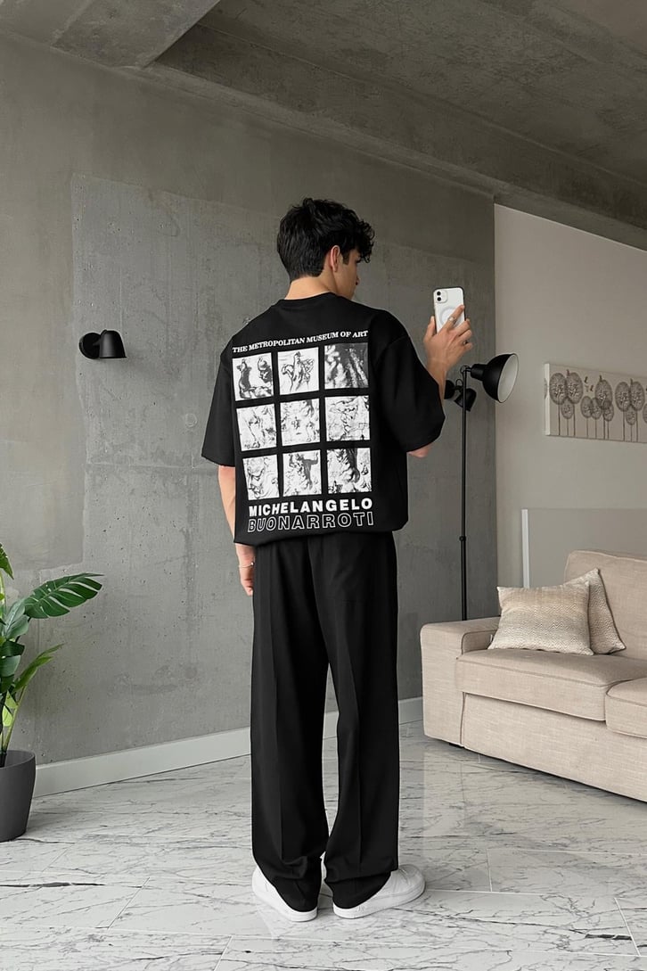 Metropolitan Baskılı Beyaz Oversize Tişört