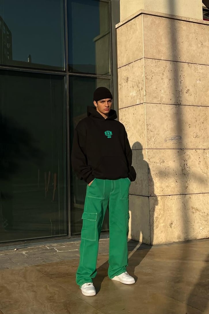 Mhm Survive Sırt Baskılı Siyah Oversize Hoodie