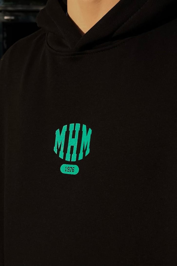 Mhm Survive Sırt Baskılı Siyah Oversize Hoodie