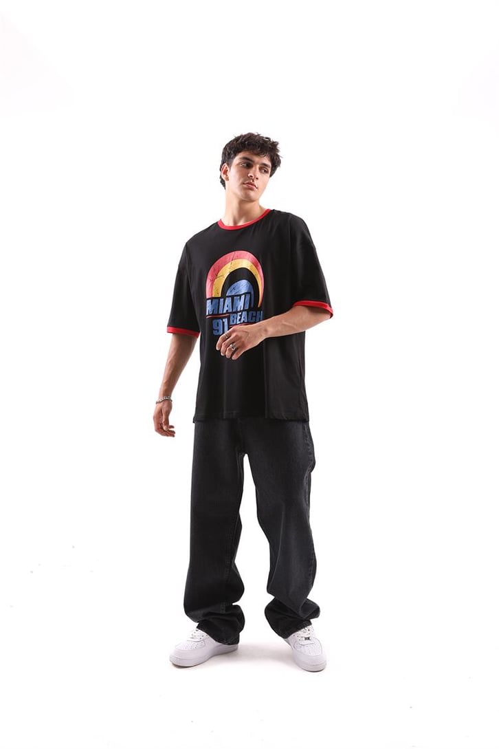 Miami Beach Baskılı Oversize Tshirt