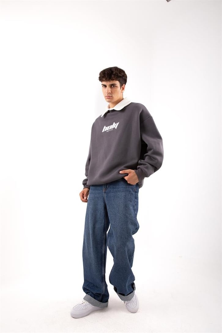Mid90's Yaka Oversize Mavi Sweatshirt