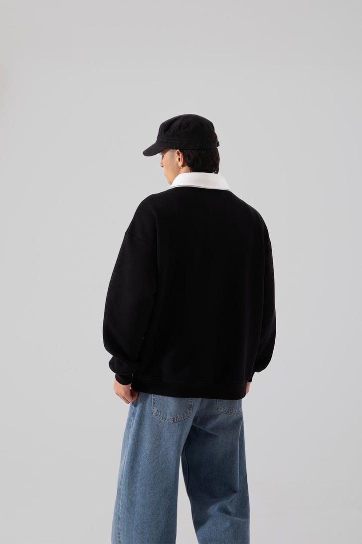 Mid90's Yaka Oversize Siyah Sweatshirt