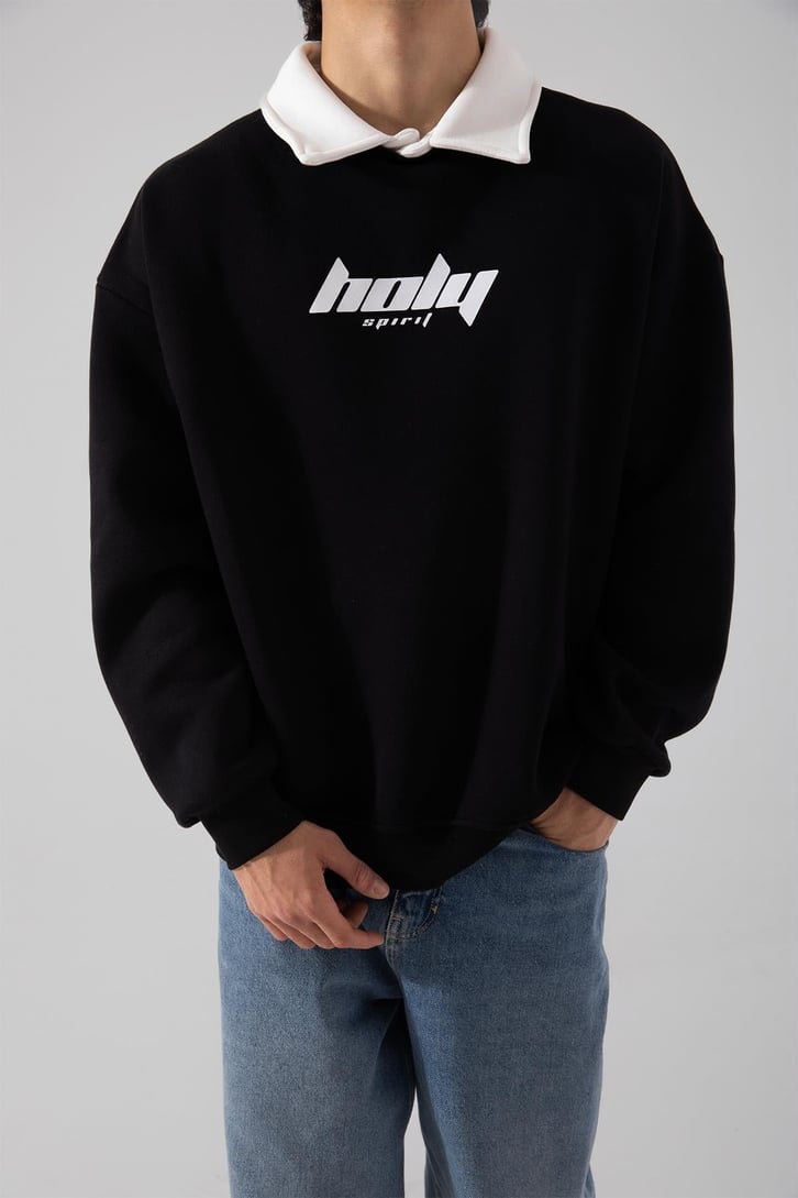 Mid90's Yaka Oversize Siyah Sweatshirt