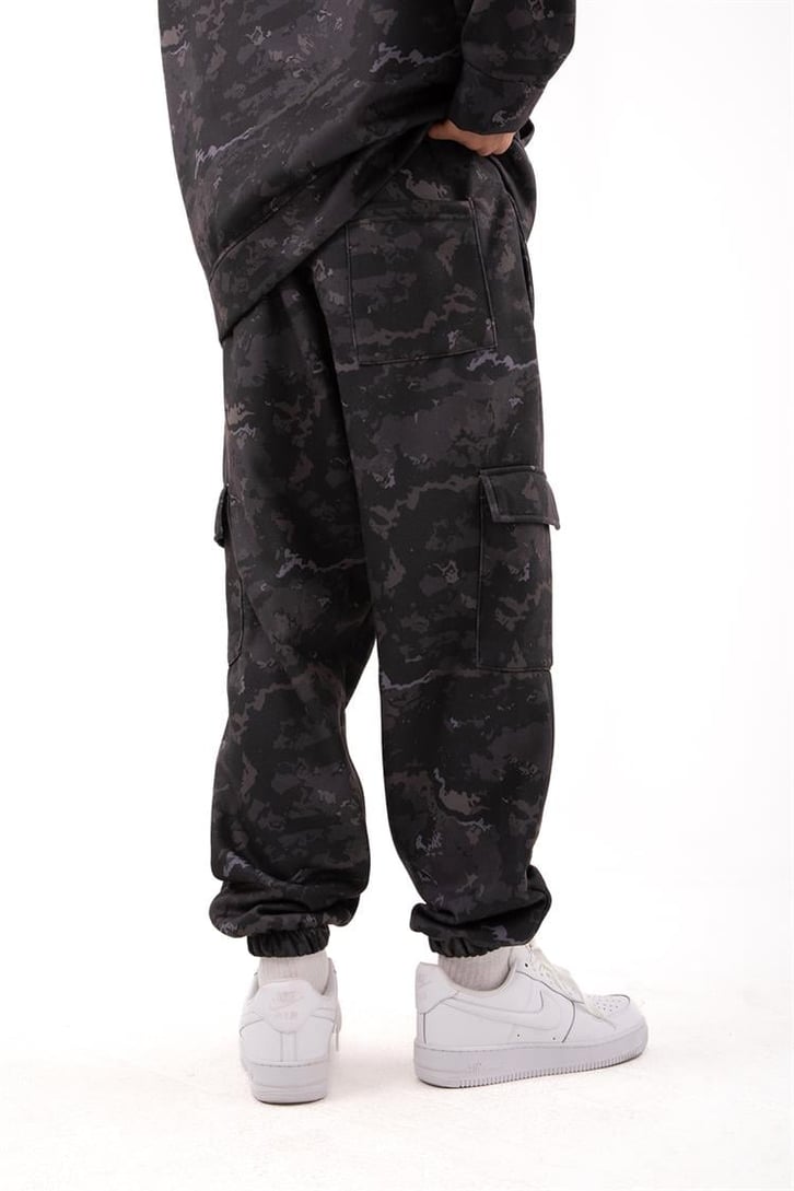 Military Desenli Oversize Siyah Eşofman Takımı