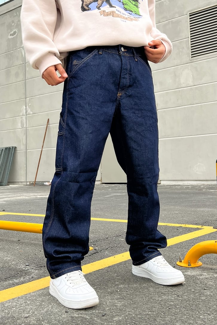 Mini Cep Detay Lacivert Baggy Jean