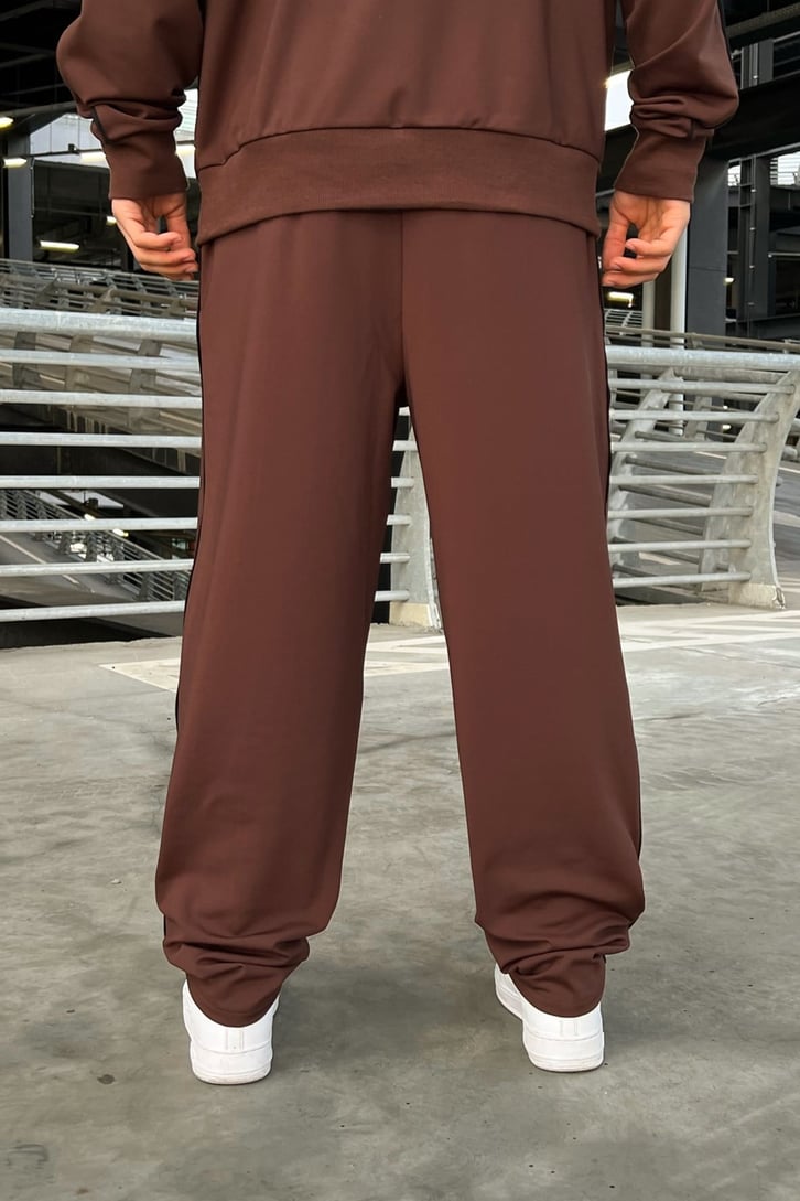 Mini Logo Baskılı Kahverengi Zipper Eşofman Takımı