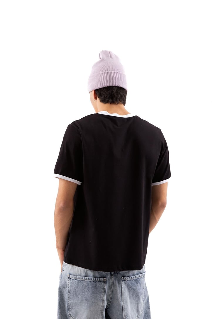 Mini Logo Nakışlı Siyah Regular Tişört