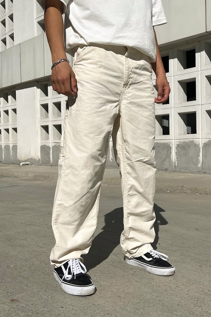 Mini Pocket Krem Baggy Pantolon