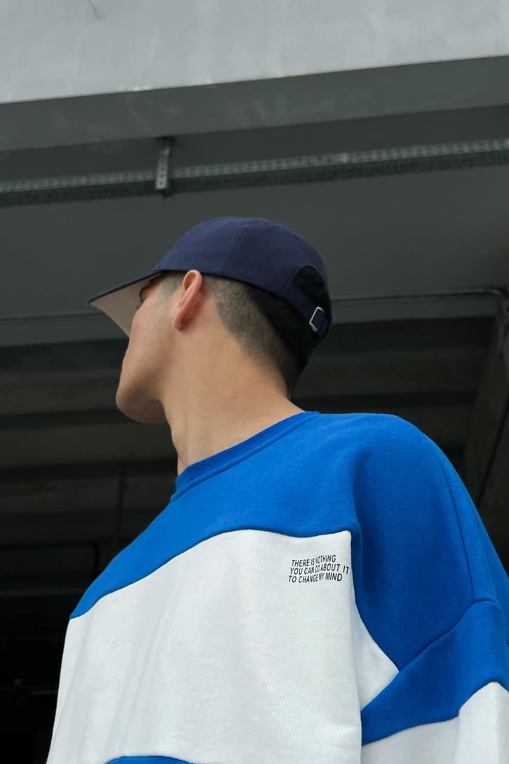 Mini Text Çizgili Oversize Sweatshirt