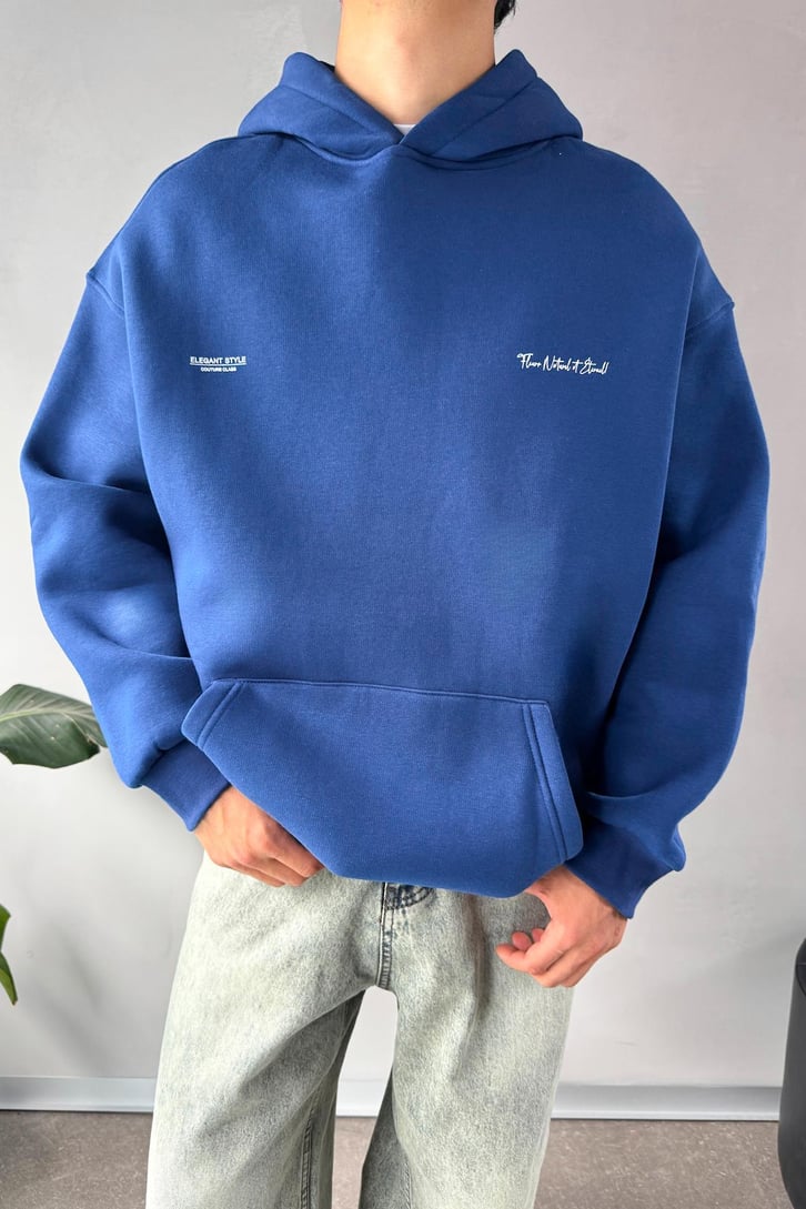 Minimal Baskılı Oversize Hoodie