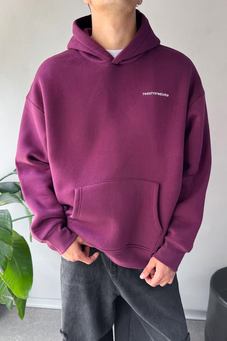 Minimal Baskılı Oversize Hoodie