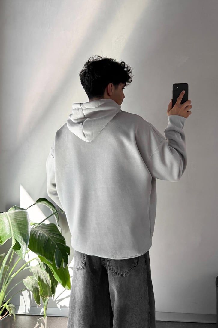 Minimal Brooklyn Baskılı Oversize Hoodie