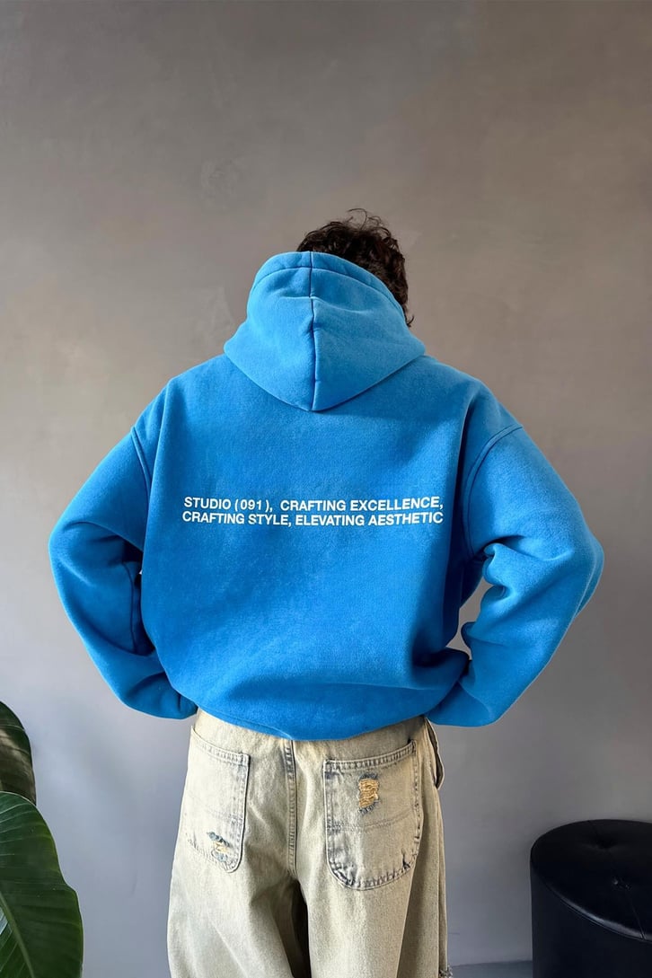 Minimal Nakışlı Sırt Detay Oversize Hoodie
