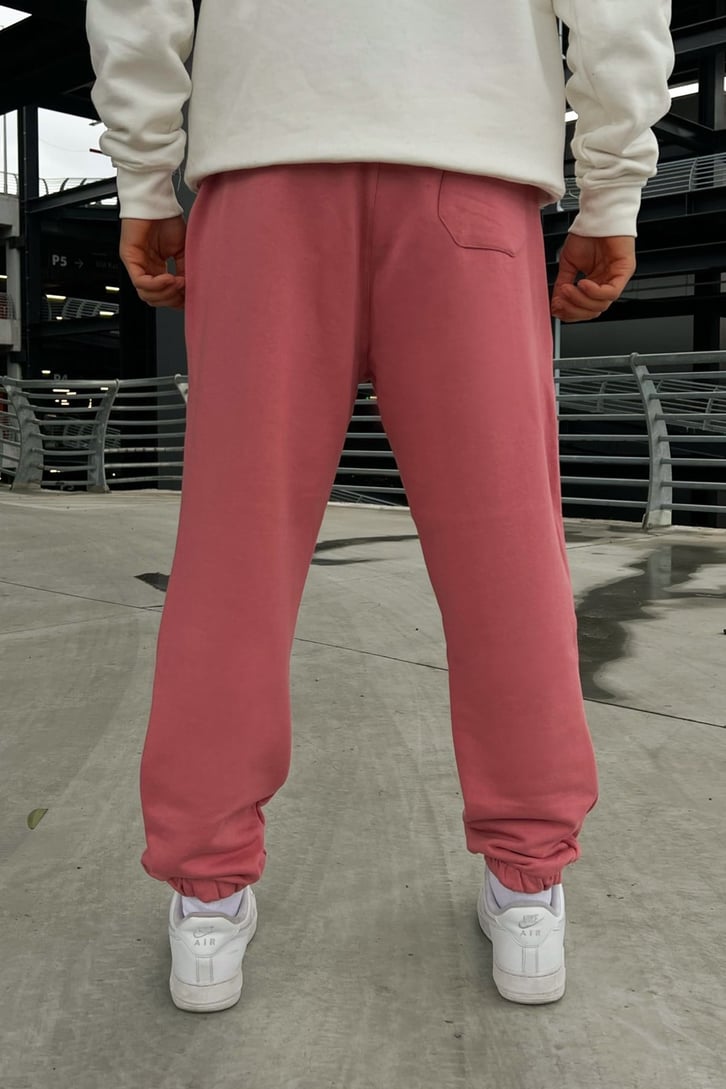 Minimal X Baskılı Pembe Jogger Fit Eşofman Altı