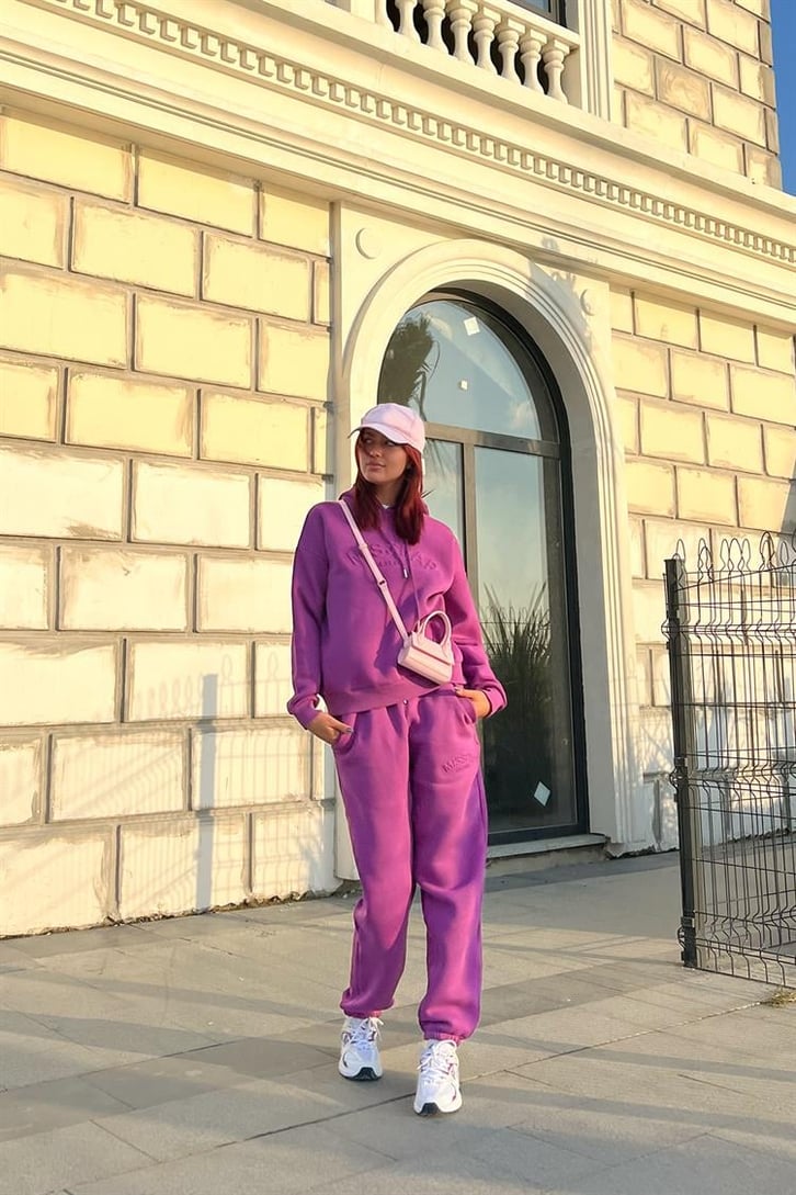 Misspap Kabartma Baskılı Fuşya Sweatshirt