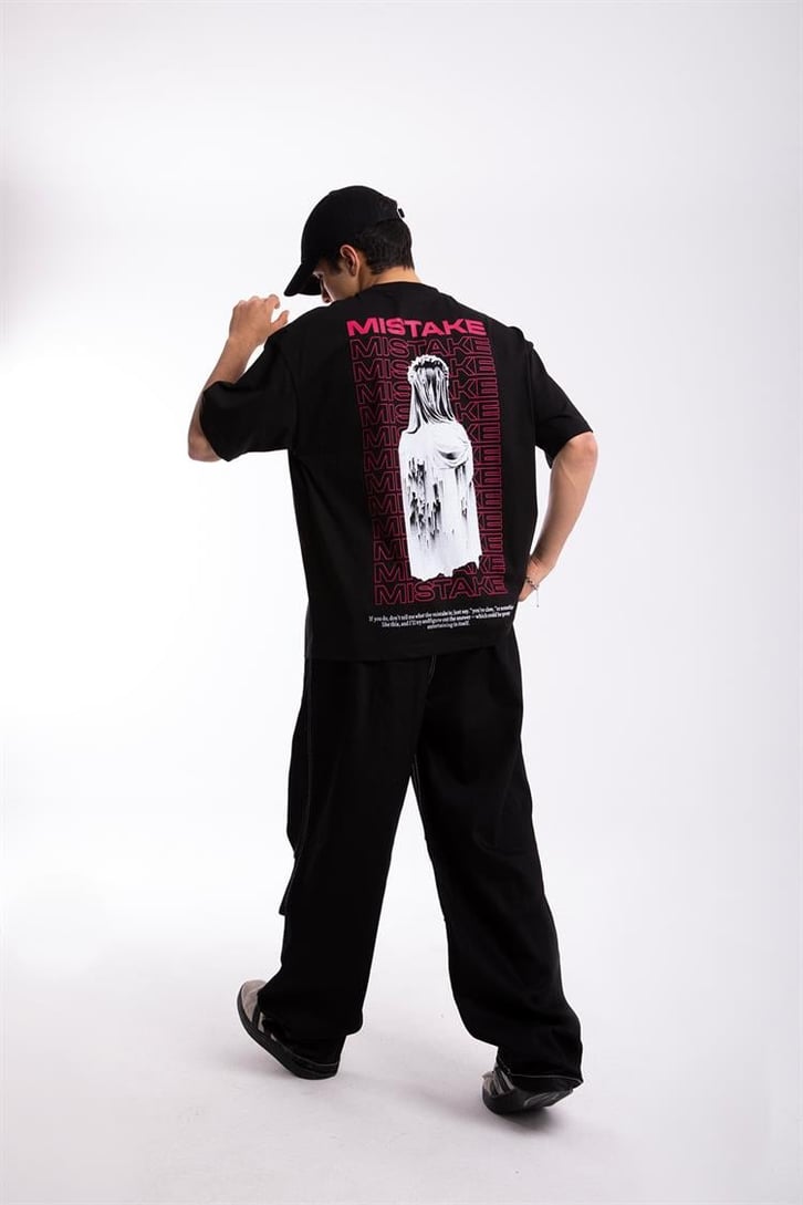 Mistake Baskılı Beyaz Oversize Tshirt