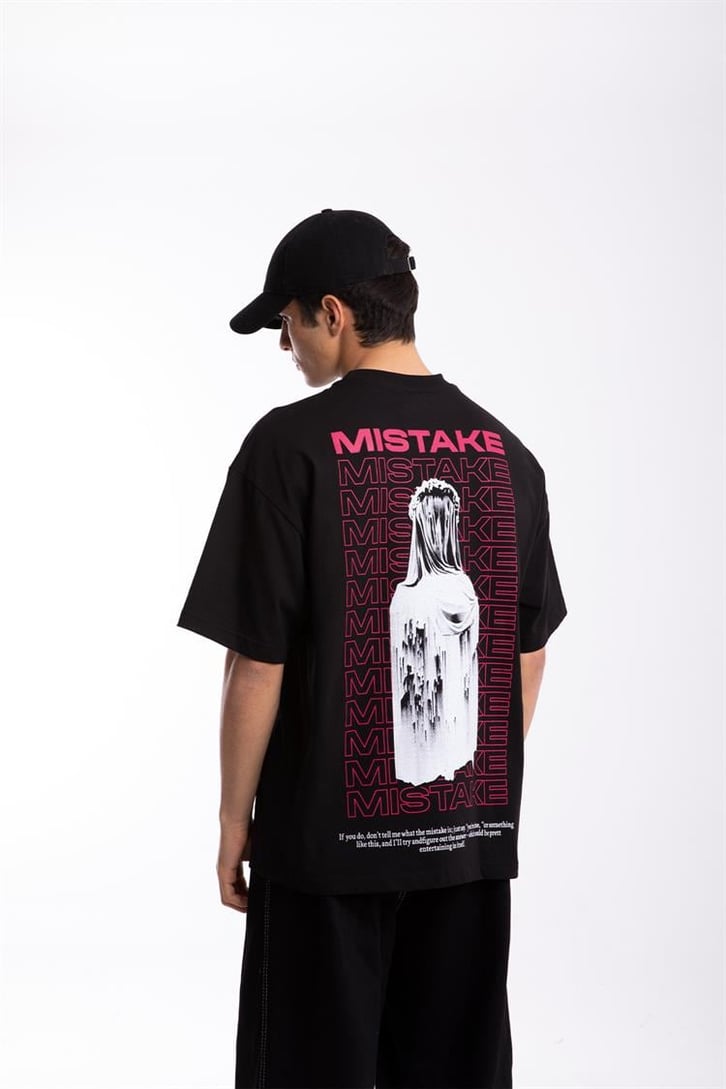 Mistake Baskılı Beyaz Oversize Tshirt