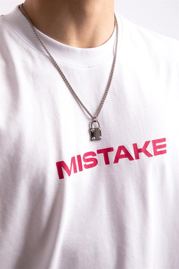 Mistake Baskılı Beyaz Oversize Tshirt