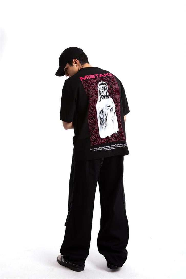 Mistake Baskılı Beyaz Oversize Tshirt